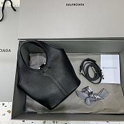 Fortok Balenciaga Black Locker Hobo Small Shoulder Bag Silver Buckle 15x15x15cm - 5