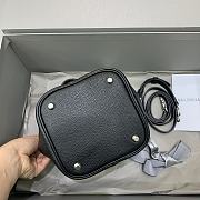 Fortok Balenciaga Black Locker Hobo Small Shoulder Bag Silver Buckle 15x15x15cm - 4