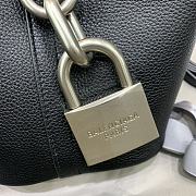 Fortok Balenciaga Black Locker Hobo Small Shoulder Bag Silver Buckle 15x15x15cm - 3