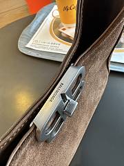 Fortok Balenciaga Hobo Bag Brown Velvet Silver Buckle 20x8x20cm - 3