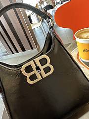 Fortok Balenciaga Hobo Bag Black Smooth Leather Gold Buckle 20x8x20cm - 5