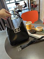 Fortok Balenciaga Hobo Bag Black Smooth Leather Gold Buckle 20x8x20cm - 4