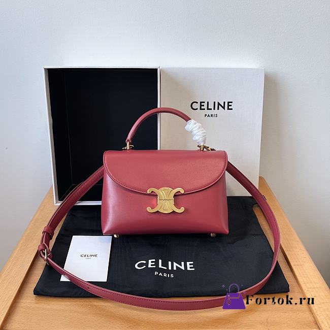 Fortok Celine Teen Nino Bag In Burgundy 20.5×13×8cm - 1