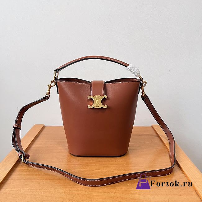 Fortok Celine Small Bucket Bag Brown 119173 19x16x12cm - 1