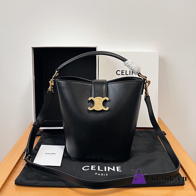 Fortok Celine Small Bucket Bag Black 119173 19x16x12cm - 1