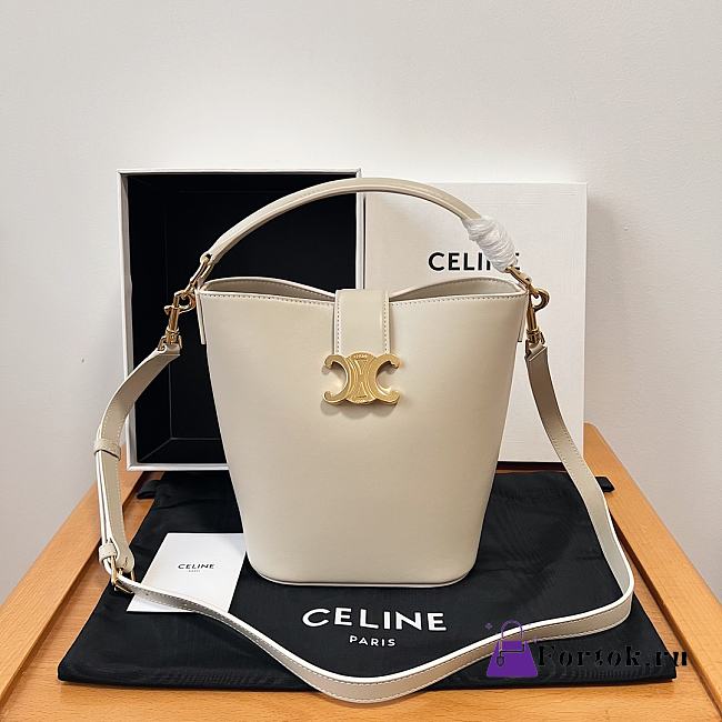 Fortok Celine Small Bucket Bag White 119173 19x16x12cm - 1