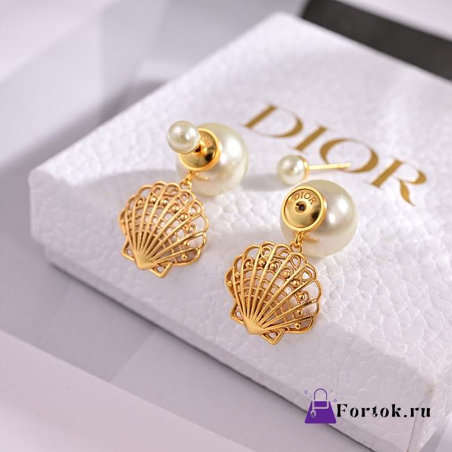 Fortok Dior Shell Pearl Earrings - 1