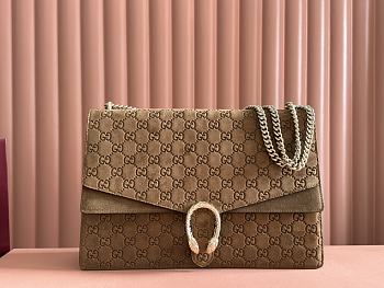 Fortok Gucci Dionysus Large Shoulder Bag Brown Suede 795003 42x28x12cm 