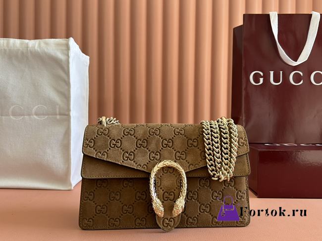 Fortok Gucci Dionysus Small Shoulder Bag Brown Suede 818145 27.5x16x8cm - 1