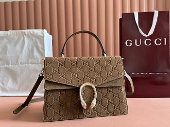Fortok Gucci Dionysus Mini Top Handle Bag Brown Suede 813399 29.5x20x10.5cm