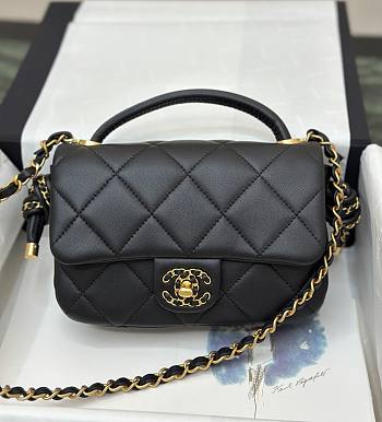 Fortok Chanel 25C Braided Knot Bag Black 10.5×18×7cm
