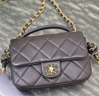 Fortok Chanel 25C Braided Knot Bag Dark Brown 10.5×18×7cm