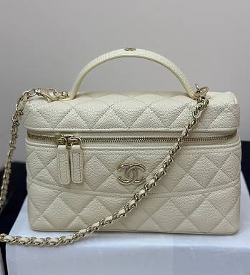 Fortok Chanel 25C Box Bag White 17×19.5×5cm
