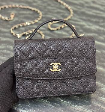 Fortok Chanel 25C Top Handle Bag in Dark Brown 14x18x3cm