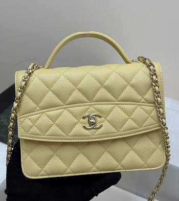Fortok Chanel 25C Top Handle Bag in Light Yellow 14x18x3cm 