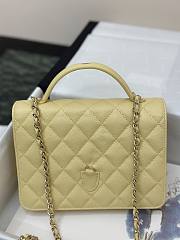 Fortok Chanel 25C Top Handle Bag in Light Yellow 14x18x3cm  - 2