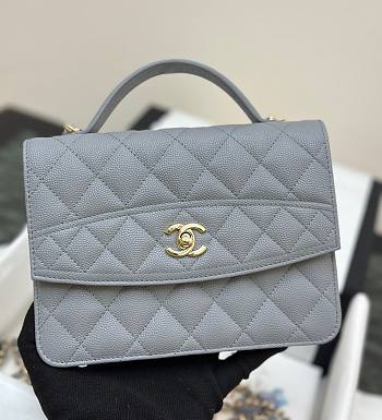 Fortok Chanel 25C Top Handle Bag in Grey 14x18x3cm 
