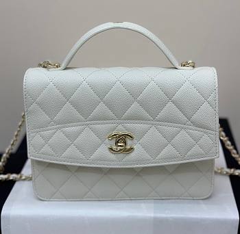 Fortok Chanel 25C Top Handle Bag in White 14x18x3cm 