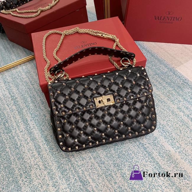 Fortok Valentino Garavani Rockstud Spike Bag Black 24x6.5x16cm - 1