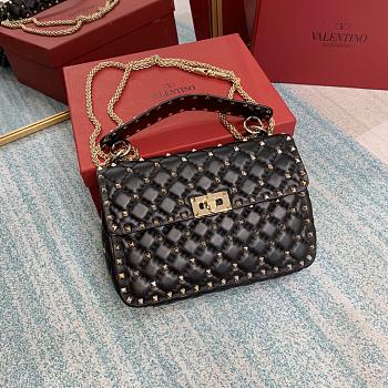 Fortok Valentino Garavani Rockstud Spike Bag Black 24x6.5x16cm
