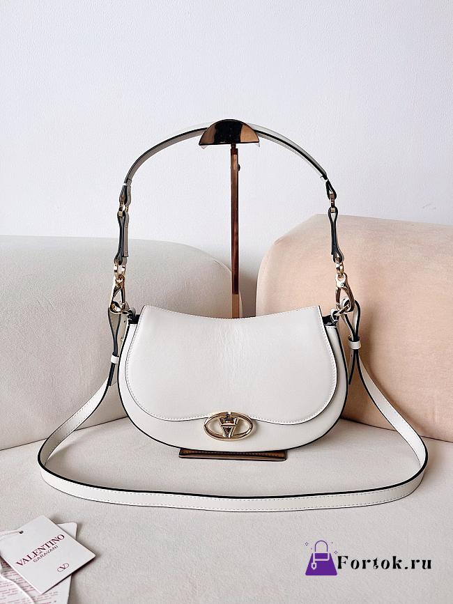 Fortok Valentino Garavani Ohval Small Shoulder Bag In White Nappa Calfskin 26x13x6.5cm - 1
