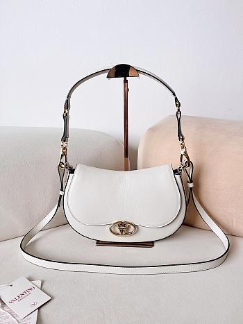 Fortok Valentino Garavani Ohval Small Shoulder Bag In White Nappa Calfskin 26x13x6.5cm