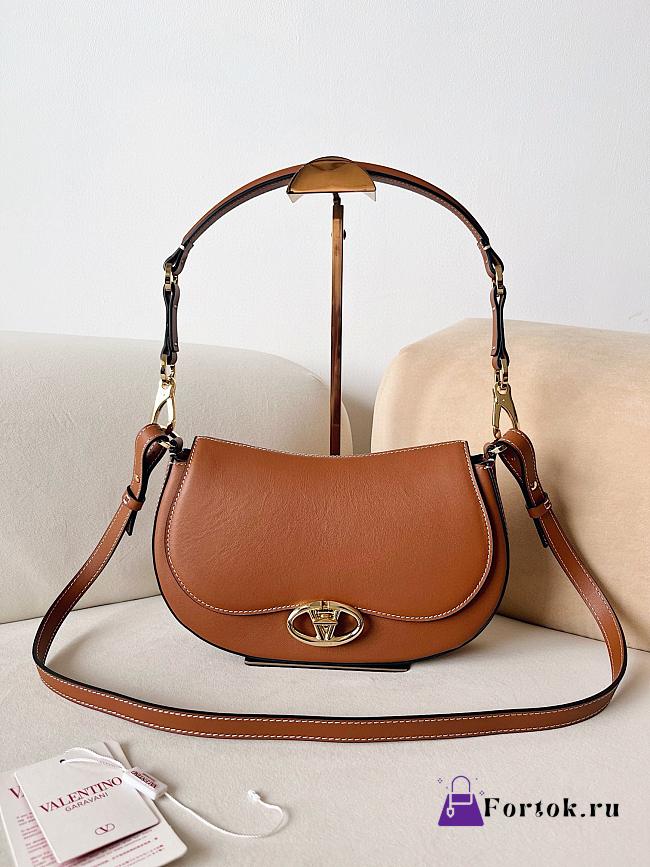 Fortok Valentino Garavani Ohval Small Shoulder Bag In Brown Nappa Calfskin 26x13x6.5cm - 1
