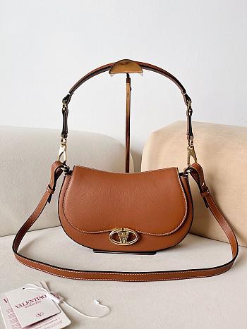 Fortok Valentino Garavani Ohval Small Shoulder Bag In Brown Nappa Calfskin 26x13x6.5cm
