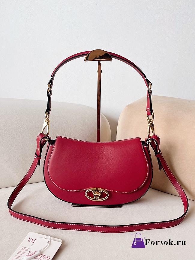 Fortok Valentino Garavani Ohval Small Shoulder Bag In Red Nappa Calfskin 26x13x6.5cm - 1