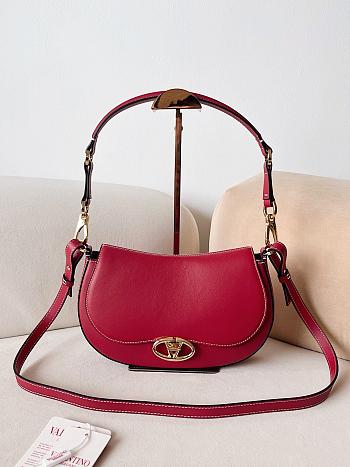 Fortok Valentino Garavani Ohval Small Shoulder Bag In Red Nappa Calfskin 26x13x6.5cm