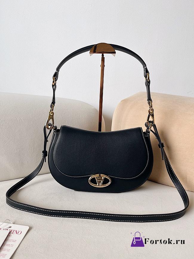 Fortok Valentino Garavani Ohval Small Shoulder Bag In Black Nappa Calfskin 26x13x6.5cm - 1