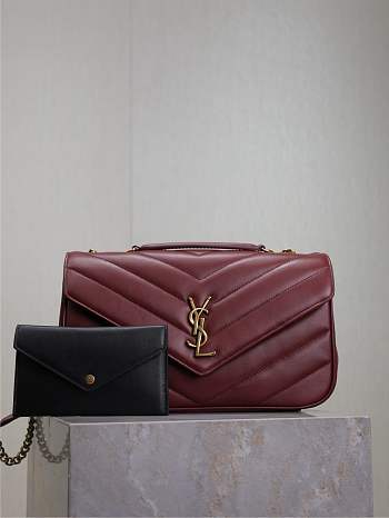 Fortok Saint Laurent Lou Lou Bag Burgundy 801439 29x17x8cm 