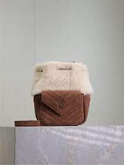 Fortok Saint Laurent Joe Mini Shearling & Suede Bucket Bag 631052 19x13x13cm - 1