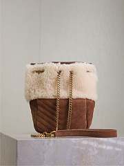 Fortok Saint Laurent Joe Mini Shearling & Suede Bucket Bag 631052 19x13x13cm - 4
