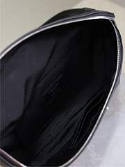 Fortok Saint Laurent Black Leather Waist Bag Silver Buckle 569737 25×14×3.5cm  - 4