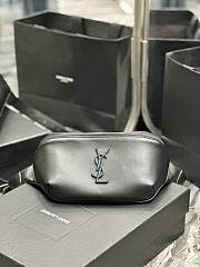 Fortok Saint Laurent Black Leather Waist Bag Black Buckle 569737 25×14×3.5cm  - 1