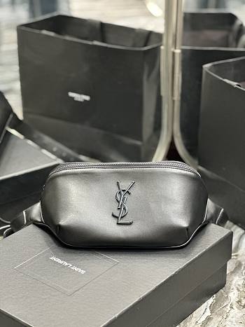 Fortok Saint Laurent Black Leather Waist Bag Black Buckle 569737 25×14×3.5cm 
