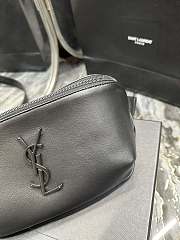Fortok Saint Laurent Black Leather Waist Bag Black Buckle 569737 25×14×3.5cm  - 6