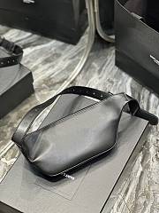 Fortok Saint Laurent Black Leather Waist Bag Black Buckle 569737 25×14×3.5cm  - 2
