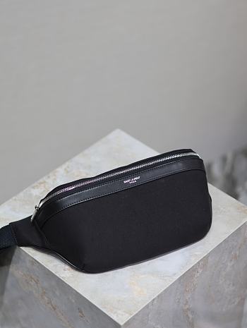 Fortok Saint Laurent Belt Bag Black Canvas With Cowhide 505671 26x12.5x7.5cm