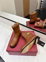 Fortok Valentino Vlogo Locker Bronze Brown Calfskin Ankle Boots - 4