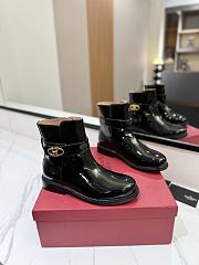 Fortok Valentino Vlogo Locker Bronze Black Patent Leather Ankle Boots - 1