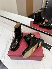 Fortok Valentino Vlogo Locker Bronze Black Patent Leather Ankle Boots - 6