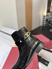 Fortok Valentino Vlogo Locker Bronze Black Patent Leather Ankle Boots - 5