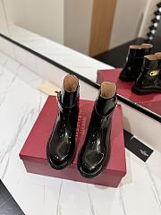 Fortok Valentino Vlogo Locker Bronze Black Patent Leather Ankle Boots - 4