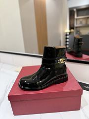 Fortok Valentino Vlogo Locker Bronze Black Patent Leather Ankle Boots - 2