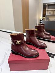 Fortok Valentino Vlogo Locker Bronze Burgundy Calfskin Ankle Boots - 1