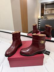 Fortok Valentino Vlogo Locker Bronze Burgundy Calfskin Ankle Boots - 5