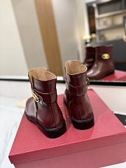 Fortok Valentino Vlogo Locker Bronze Burgundy Calfskin Ankle Boots - 6