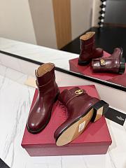 Fortok Valentino Vlogo Locker Bronze Burgundy Calfskin Ankle Boots - 2